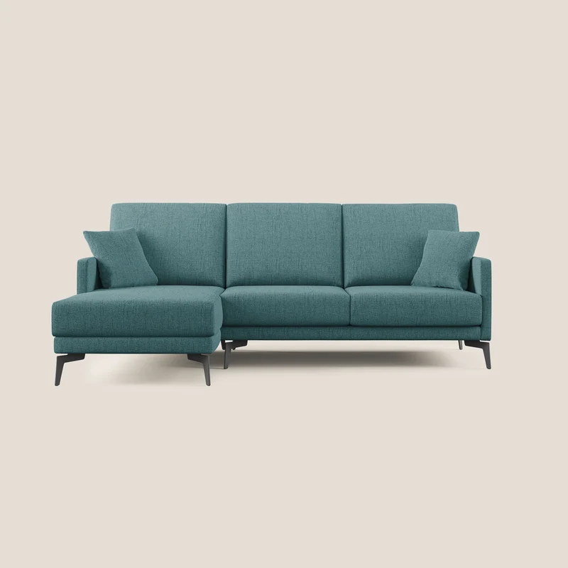 Saturno canapé d'angle moderne en tissu doux imperméable T03 bleu ciel