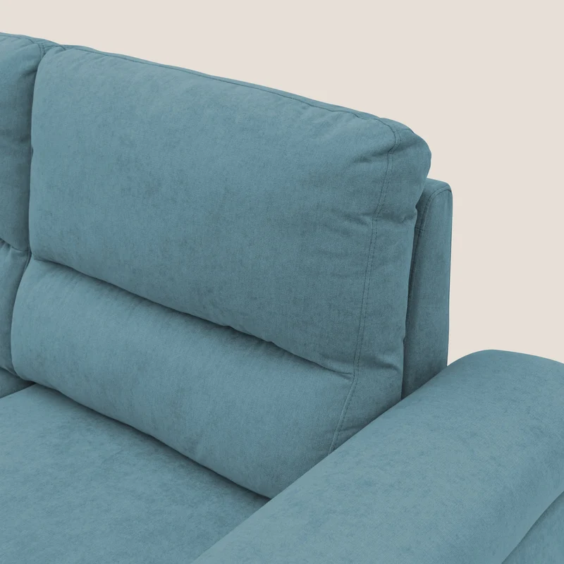 Minerva canapé linéaire avec pouf extractible en tissu doux imperméable T02 bleu ciel
