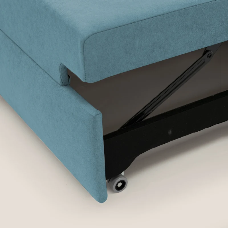 Minerva canapé linéaire avec pouf extractible en tissu doux imperméable T02 bleu ciel