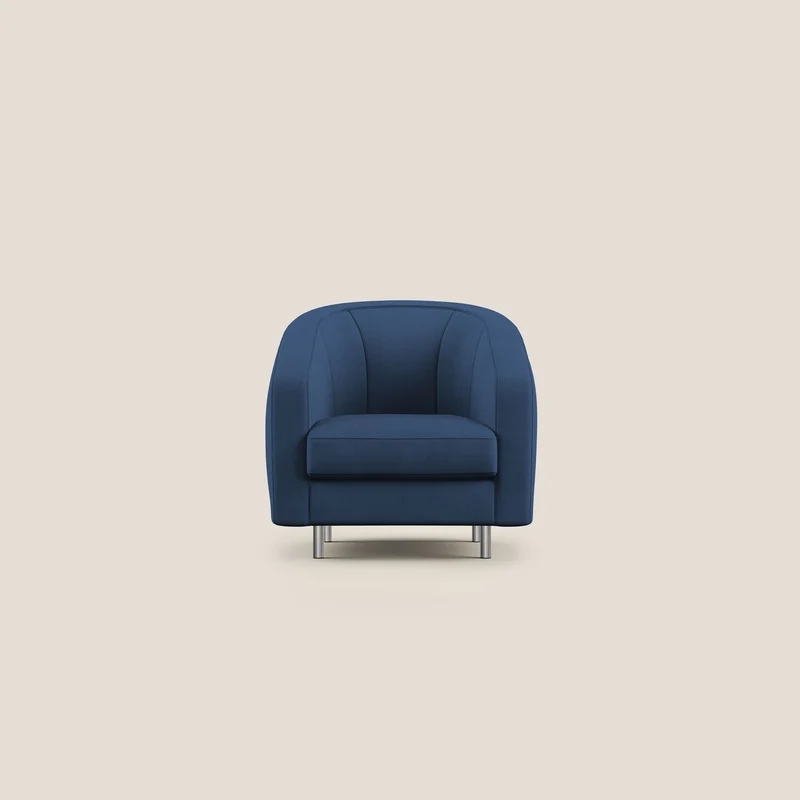 Sally Fauteuil en tissu doux imperméable T02 bleu