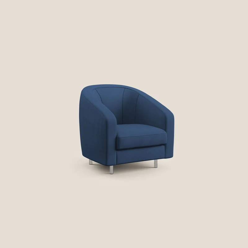 Sally Fauteuil en tissu doux imperméable T02 bleu