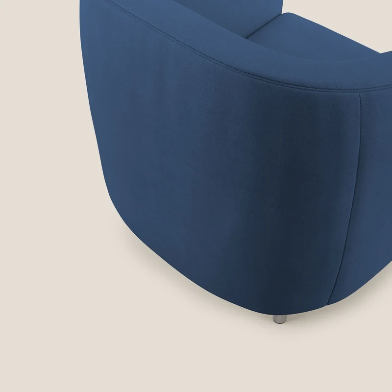 Sally Fauteuil en tissu doux imperméable T02 bleu