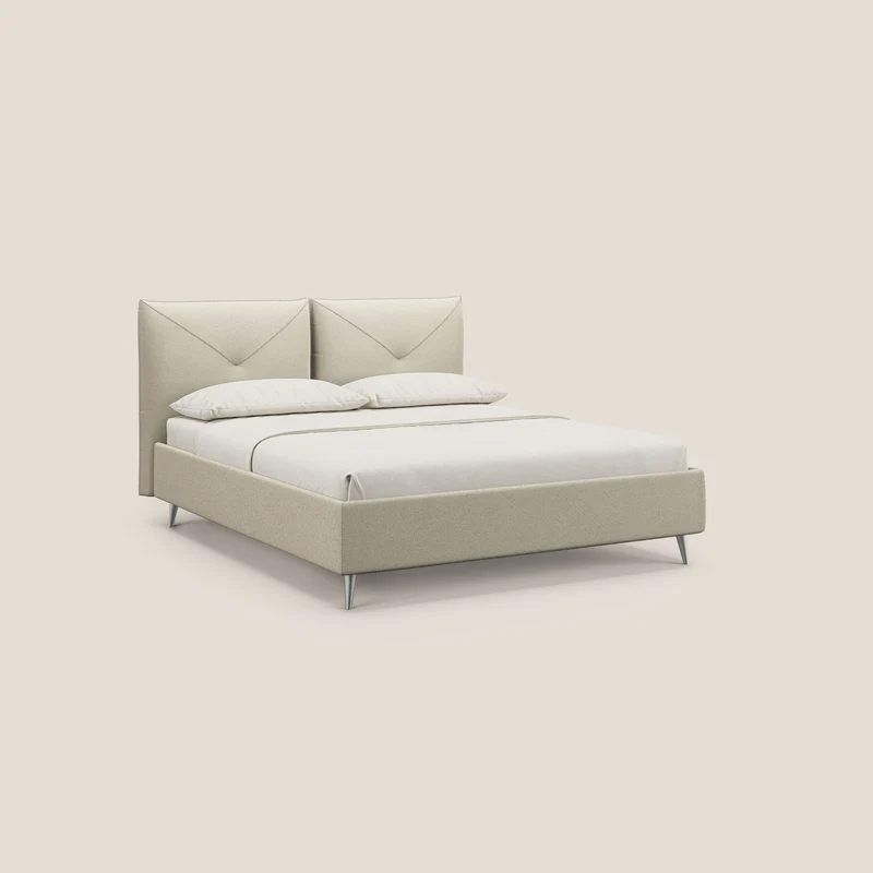 Adone lit coffre rembourré à double panneau en bouclette imperméable T07 beige