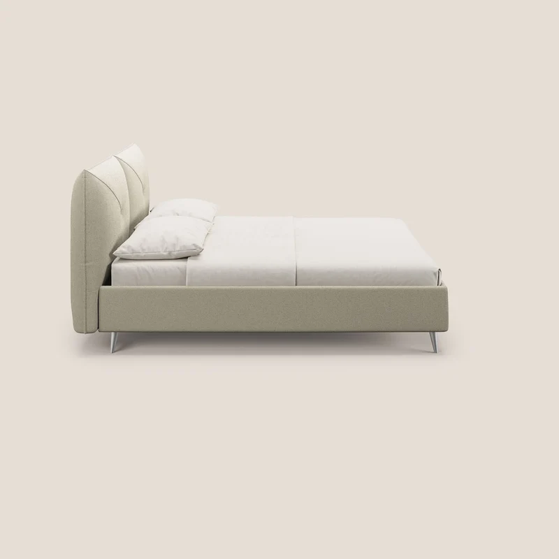 Adone lit coffre rembourré à double panneau en bouclette imperméable T07 beige