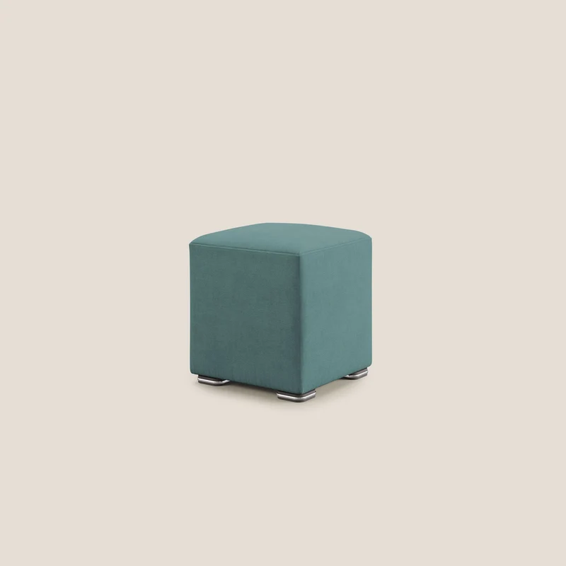 Cube pouf en tissu doux imperméable T02 bleu canard