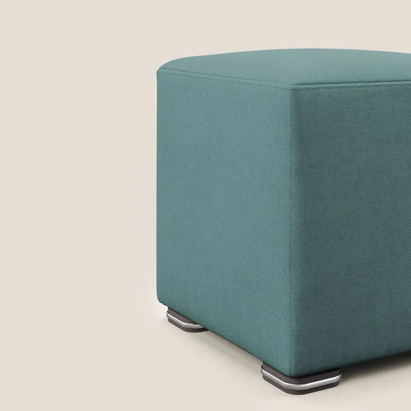 Cube pouf en tissu doux imperméable T02 bleu canard