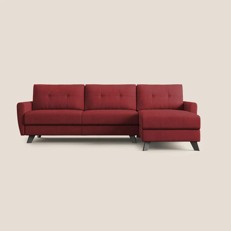 Callisto Canapé d'angle convertible en tissu doux imperméable T02 rouge