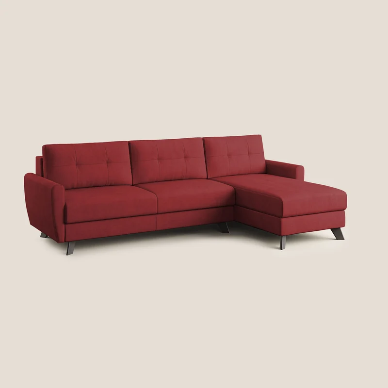Callisto Canapé d'angle convertible en tissu doux imperméable T02 rouge