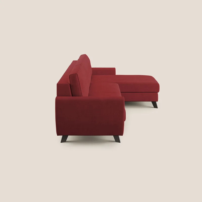 Callisto Canapé d'angle convertible en tissu doux imperméable T02 rouge