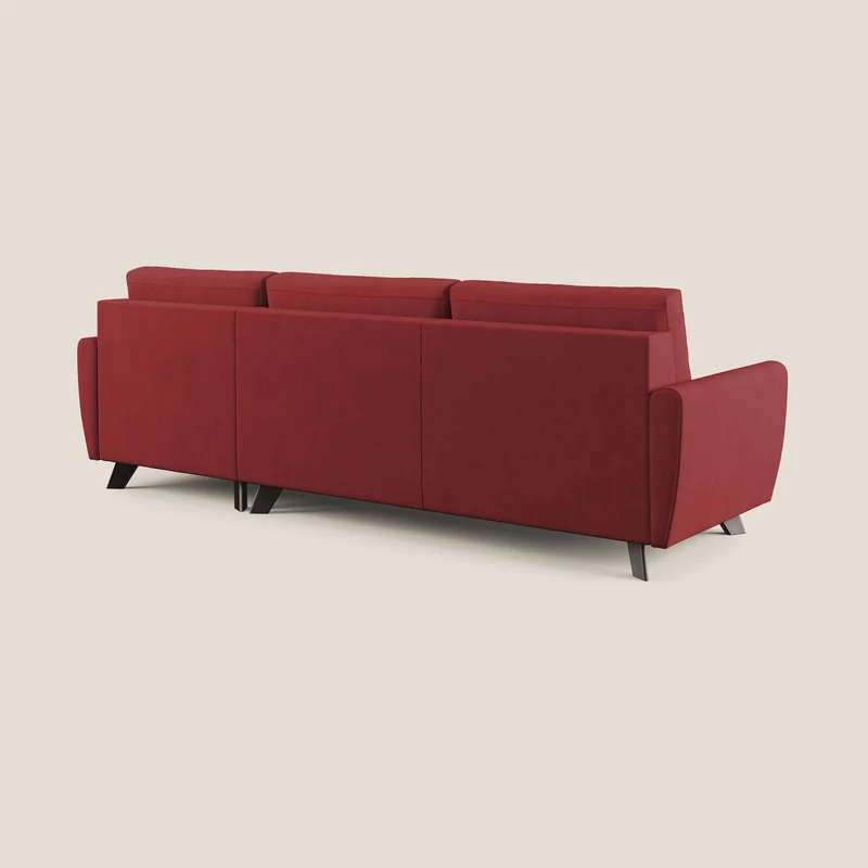 Callisto Canapé d'angle convertible en tissu doux imperméable T02 rouge