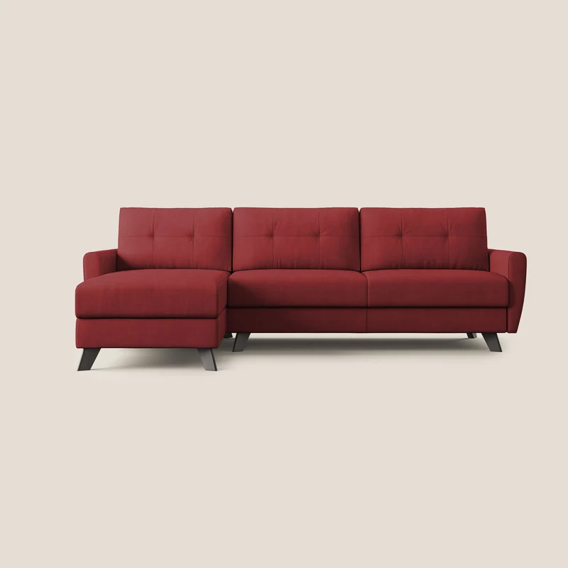 Callisto Canapé d'angle convertible en tissu doux imperméable T02 rouge