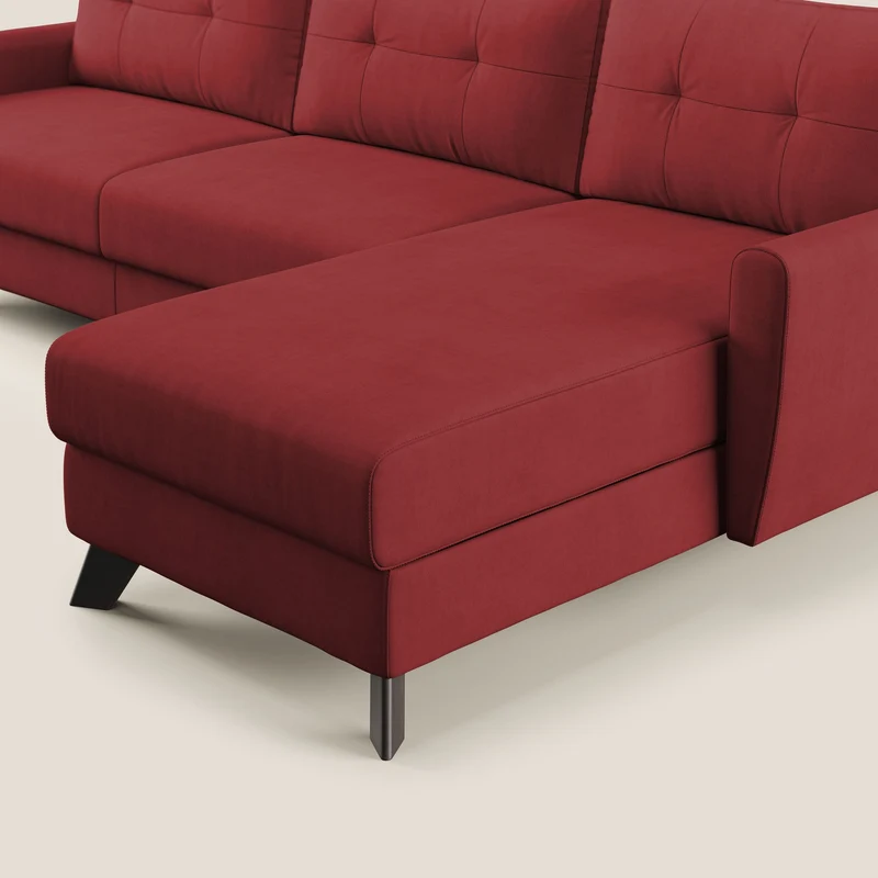 Callisto Canapé d'angle convertible en tissu doux imperméable T02 rouge