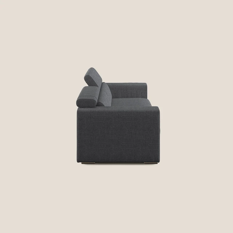 Vegas canapé avec têtières inclinables en tissu doux imperméable T06 anthracite
