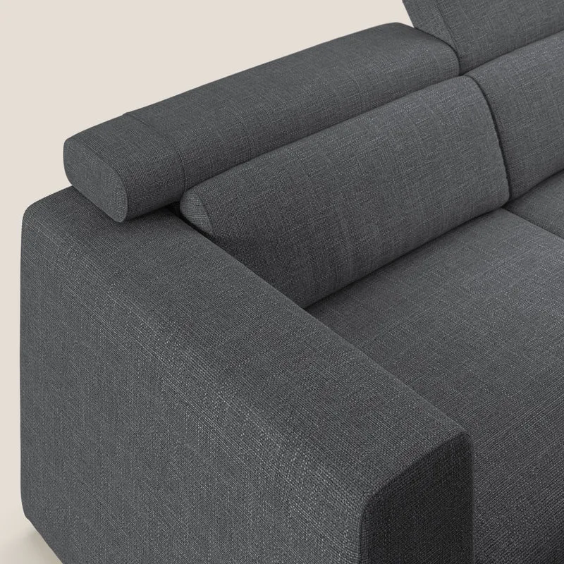Vegas canapé avec têtières inclinables en tissu doux imperméable T06 anthracite