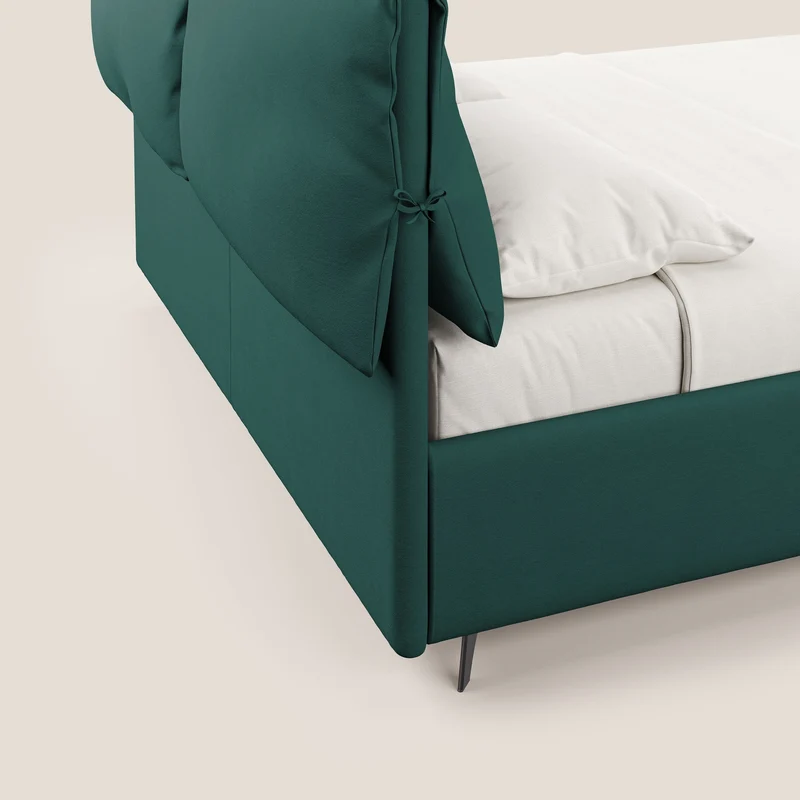 Susan lit rembourré avec coffre complètement déhoussable en microfibre détachable T11 bleu canard