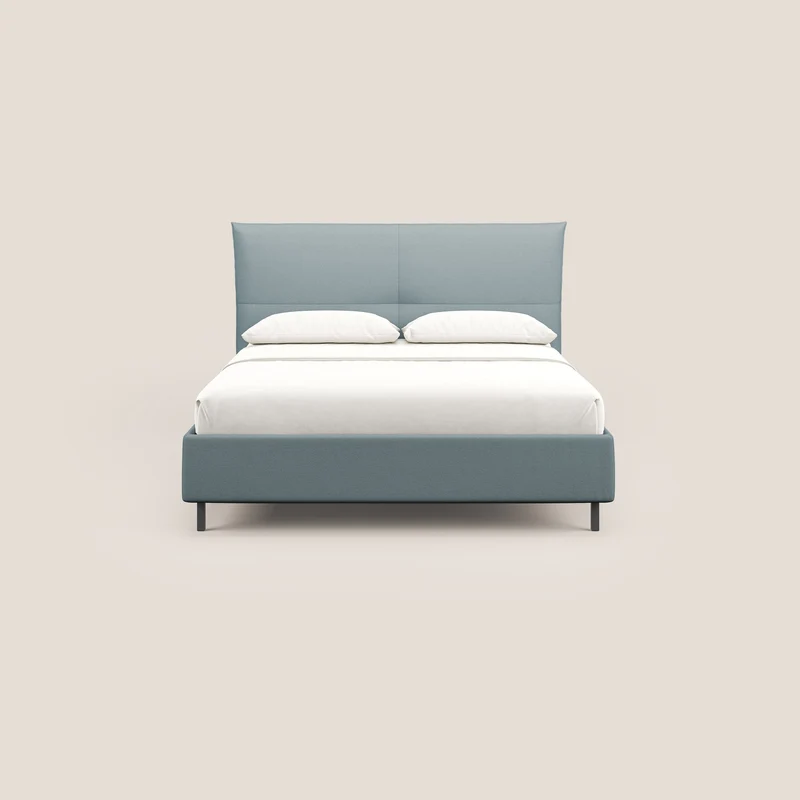 Izumi Lit rembourré avec coffre et pieds hauts en tissu détachable T05 sucre glace