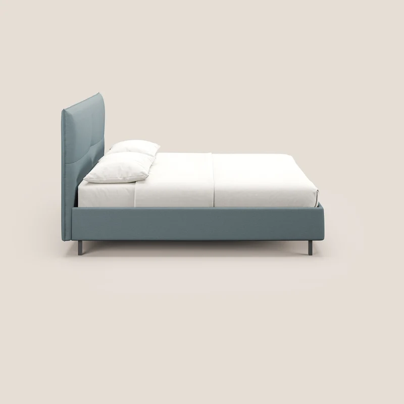 Izumi Lit rembourré avec coffre et pieds hauts en tissu détachable T05 sucre glace