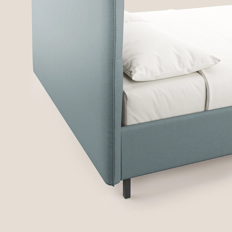 Izumi Lit rembourré avec coffre et pieds hauts en tissu détachable T05 sucre glace