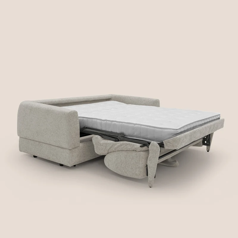Happy Canapé convertible avec matelas H18 cm en tissu imperméable T10 crème