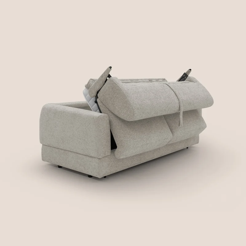 Happy Canapé convertible avec matelas H18 cm en tissu imperméable T10 crème