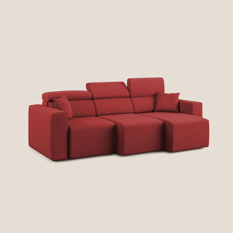 Orwell canapé avec 3 assises extractibles en microfibre détachable T11 rouge
