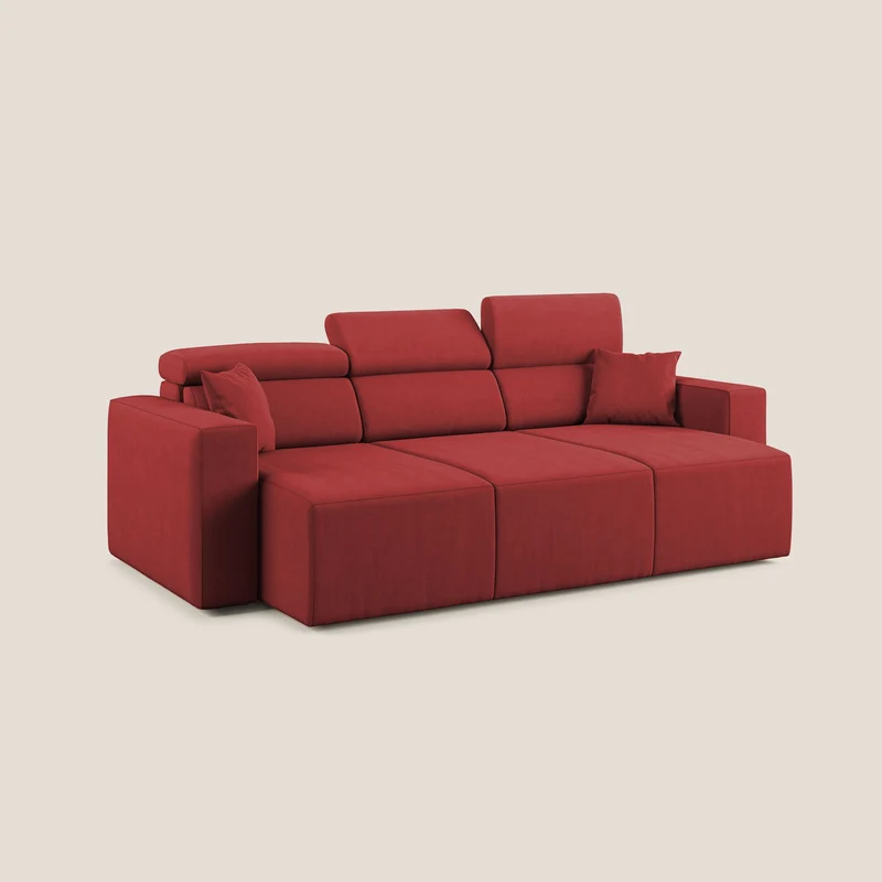Orwell canapé avec 3 assises extractibles en microfibre détachable T11 rouge