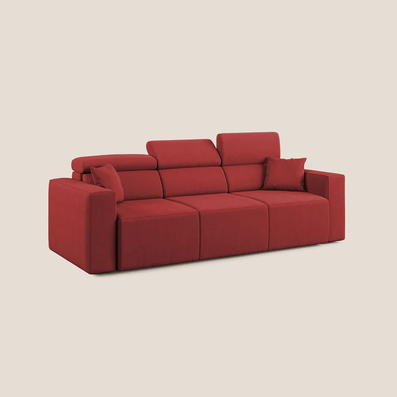 Orwell canapé avec 3 assises extractibles en microfibre détachable T11 rouge