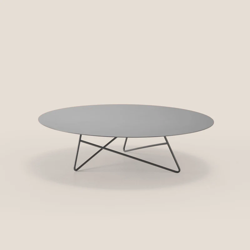 Ermione Table basse ronde pour salon en métal h25 pluie