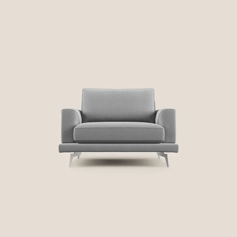 Dorian fauteuil moderne en tissu doux anti-tache T05 gris