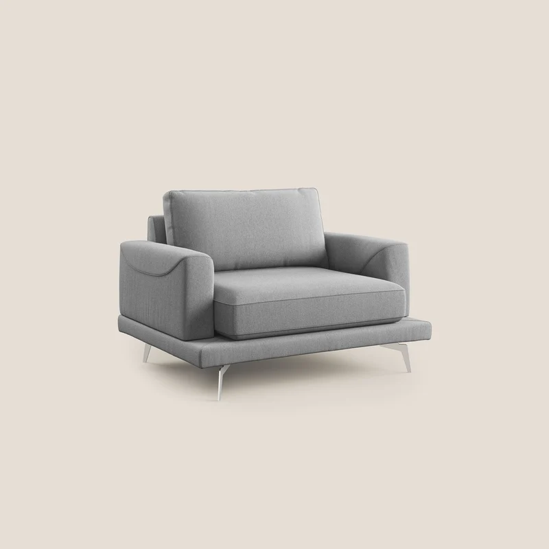 Dorian fauteuil moderne en tissu doux anti-tache T05 gris