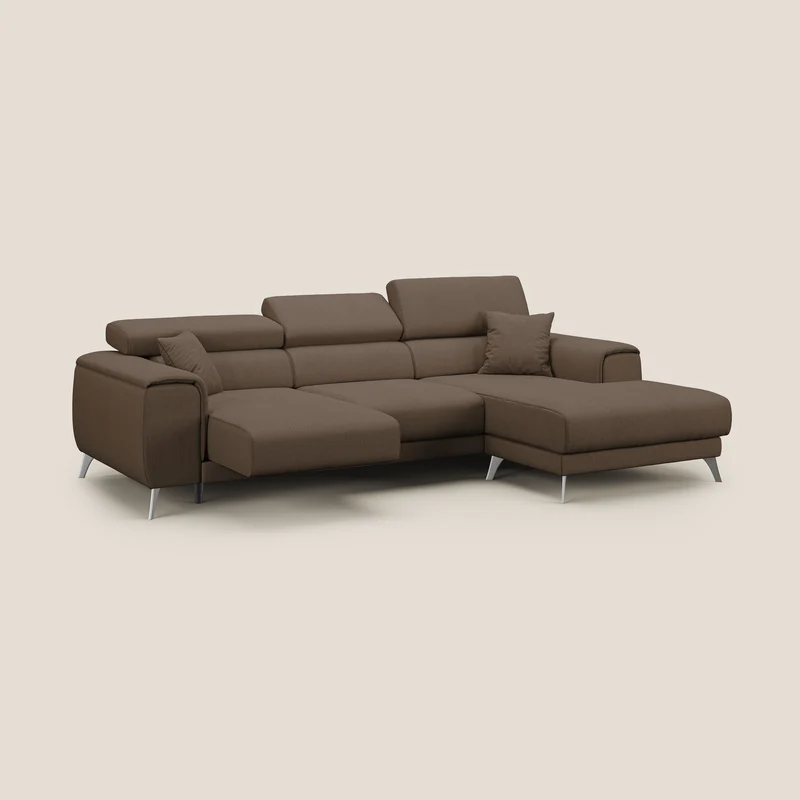 Fusion Canapé d'angle avec assises amovibles en tissu doux antitache T05 marron