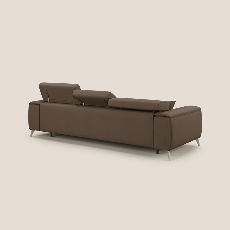 Fusion Canapé d'angle avec assises amovibles en tissu doux antitache T05 marron