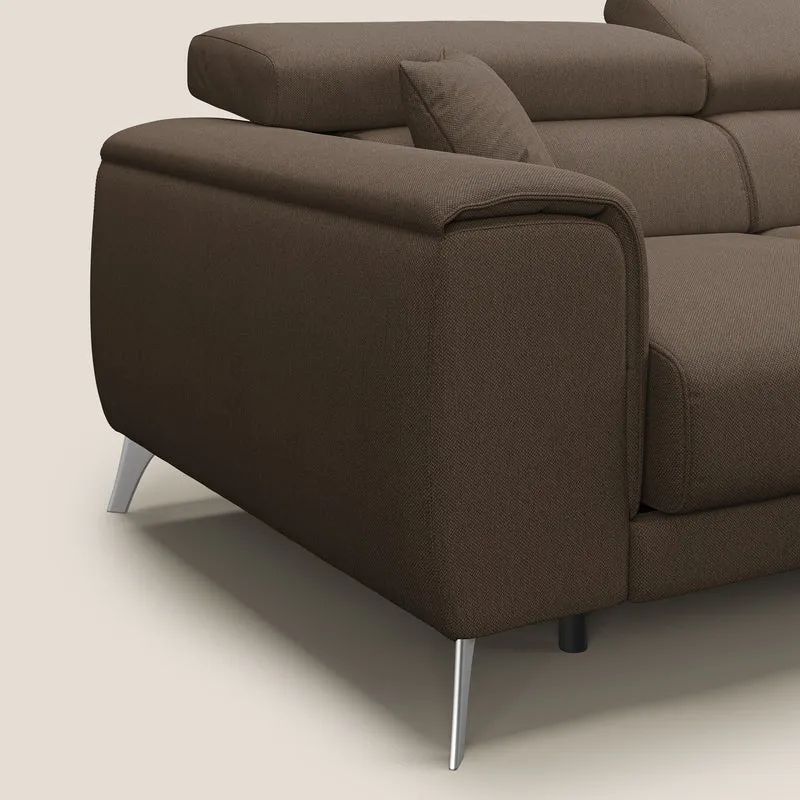 Fusion Canapé d'angle avec assises amovibles en tissu doux antitache T05 marron
