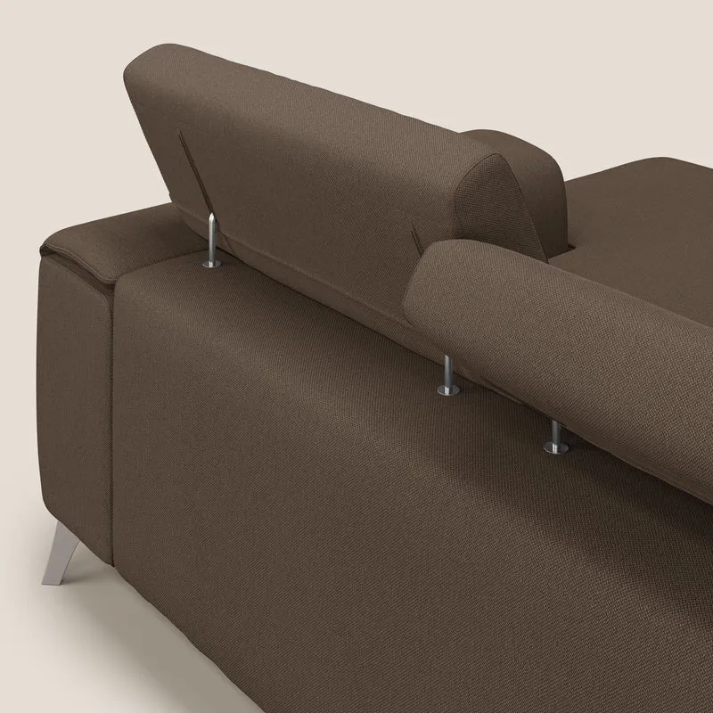 Fusion Canapé d'angle avec assises amovibles en tissu doux antitache T05 marron