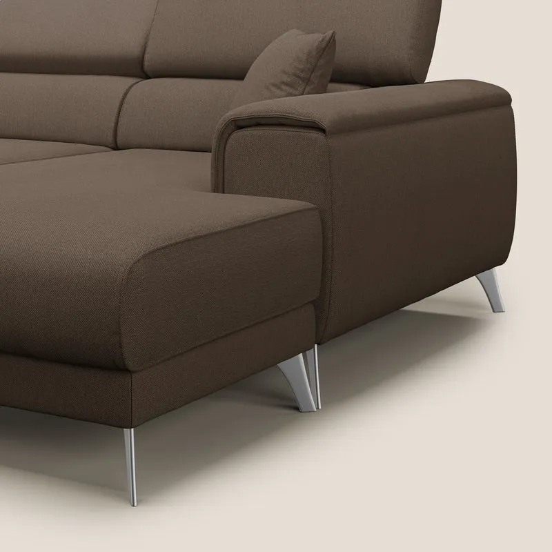 Fusion Canapé d'angle avec assises amovibles en tissu doux antitache T05 marron