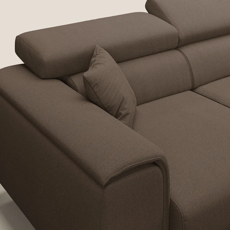 Fusion Canapé d'angle avec assises amovibles en tissu doux antitache T05 marron