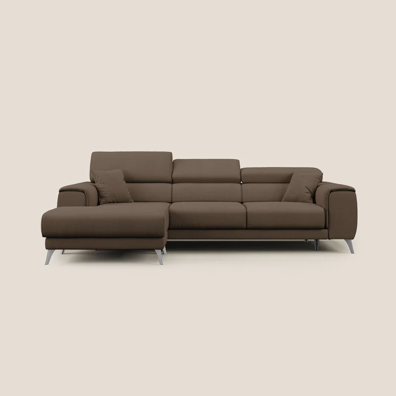 Fusion Canapé d'angle avec assises amovibles en tissu doux antitache T05 marron