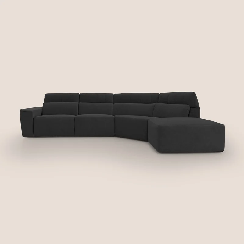 Clark Canapé d'angle avec option relax électrique en tissu imperméable et détachable T17 noir