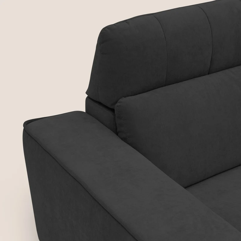 Clark Canapé d'angle avec option relax électrique en tissu imperméable et détachable T17 noir