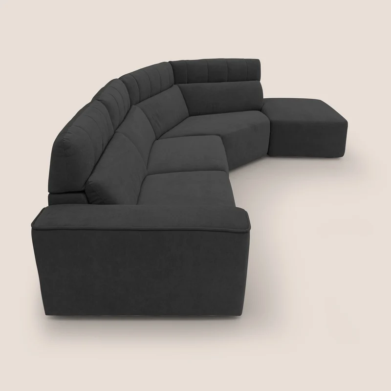Clark Canapé d'angle avec option relax électrique en tissu imperméable et détachable T17 noir