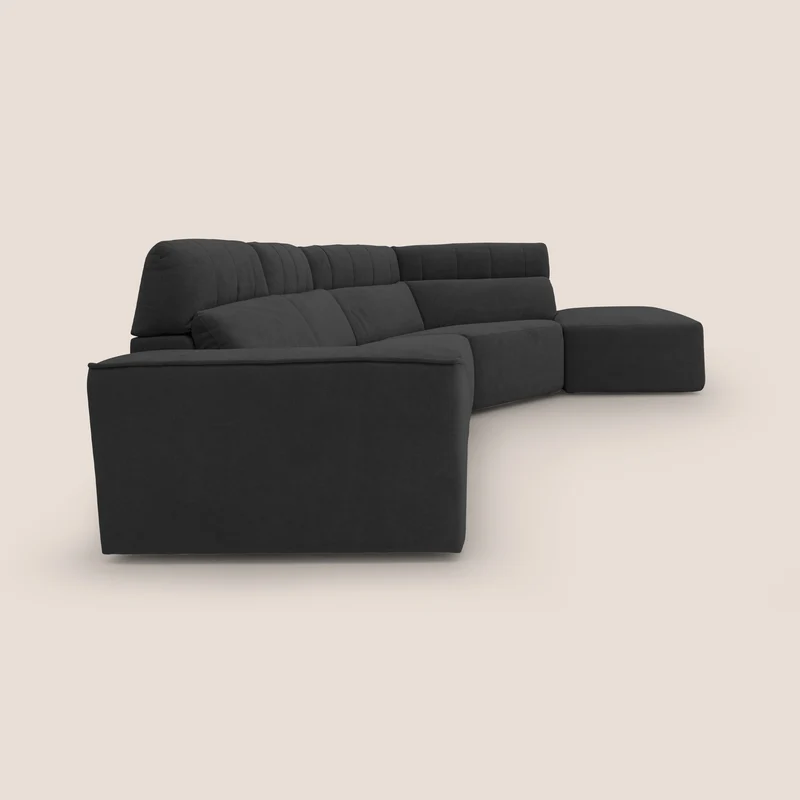 Clark Canapé d'angle avec option relax électrique en tissu imperméable et détachable T17 noir