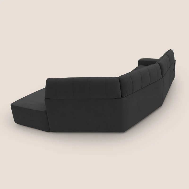 Clark Canapé d'angle avec option relax électrique en tissu imperméable et détachable T17 noir