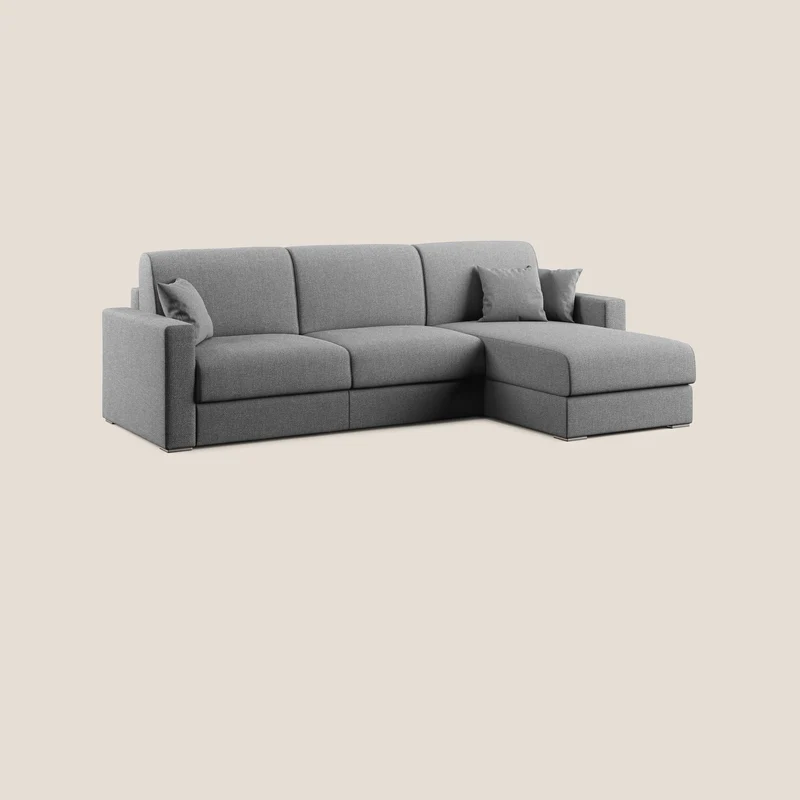 Best canapé-lit d’angle avec méridienne en tissu anti-taches QuickClean T08 gris