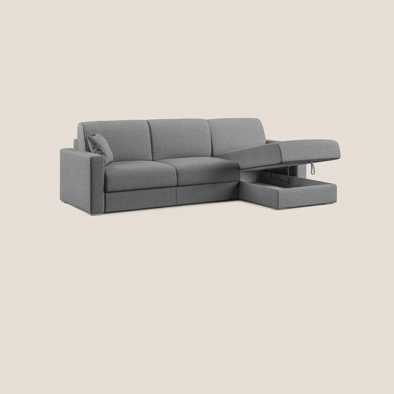 Best canapé-lit d’angle avec méridienne en tissu anti-taches QuickClean T08 gris