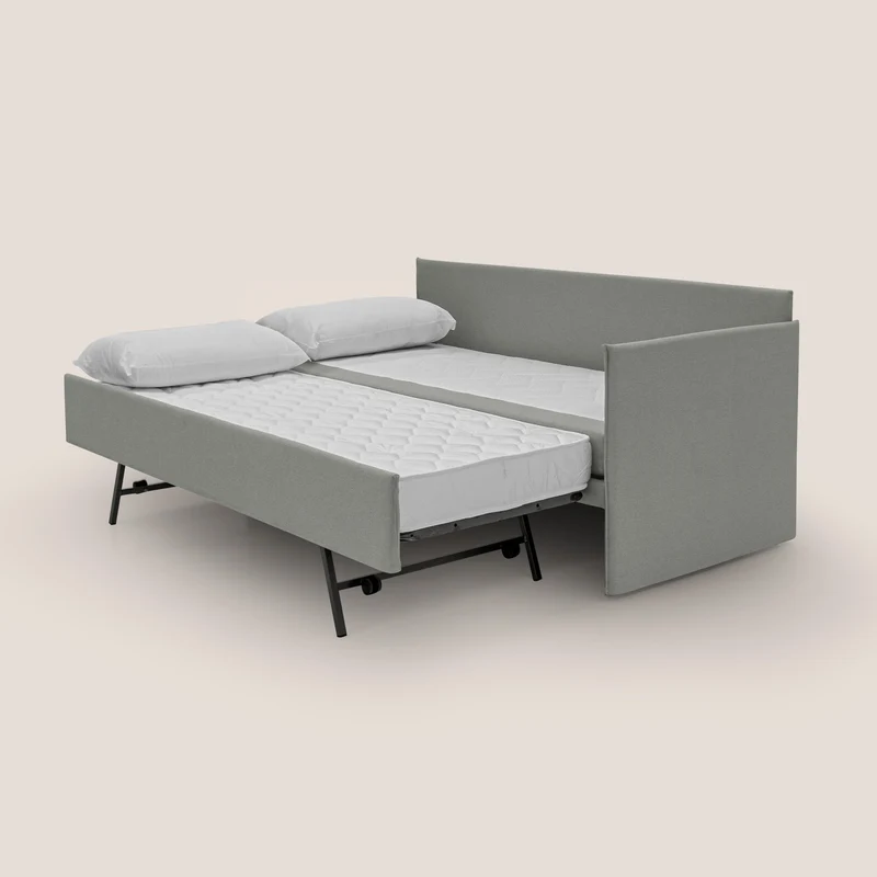 Durini Canapé duplex avec lits jumeaux et tissu effet coton imperméable T13 gris