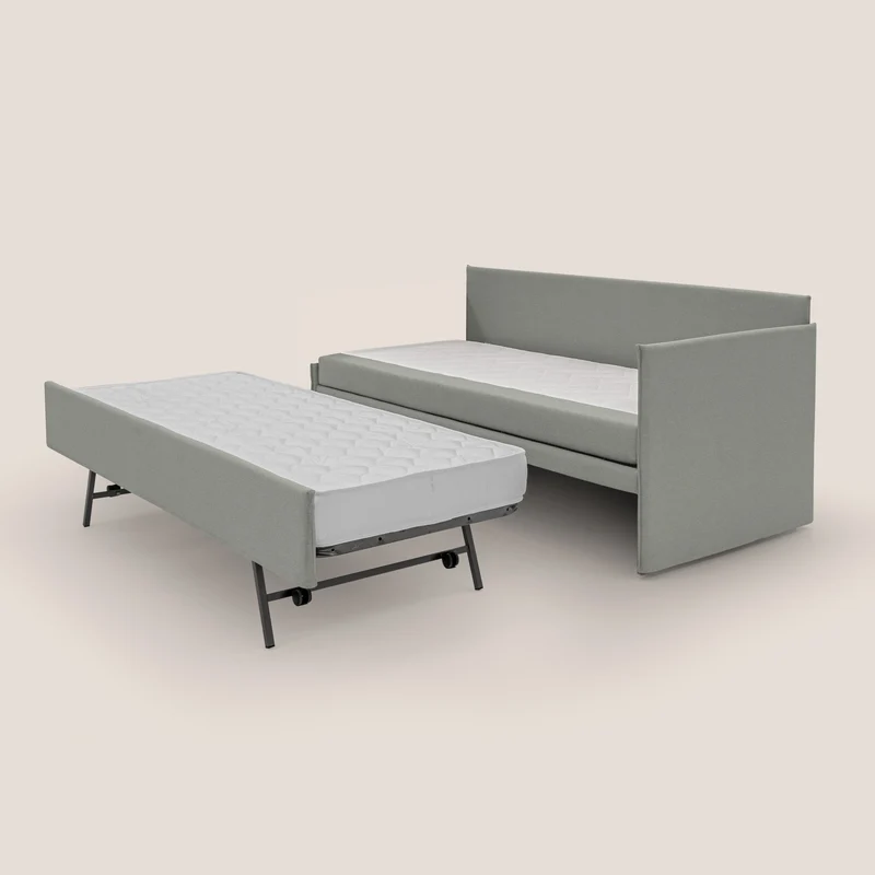 Durini Canapé duplex avec lits jumeaux et tissu effet coton imperméable T13 gris