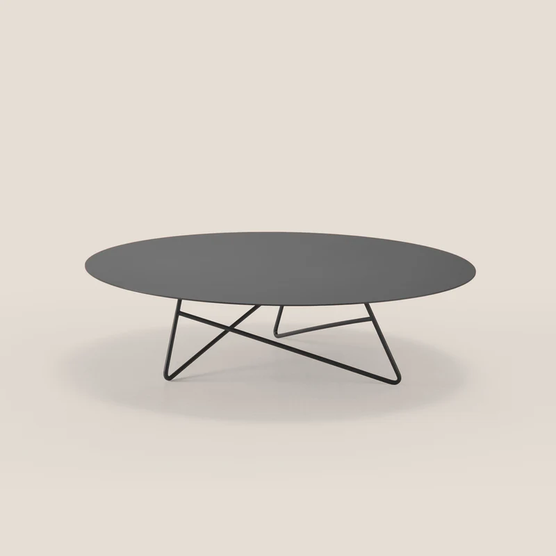 Ermione Table basse ronde pour salon en métal h25 graphite