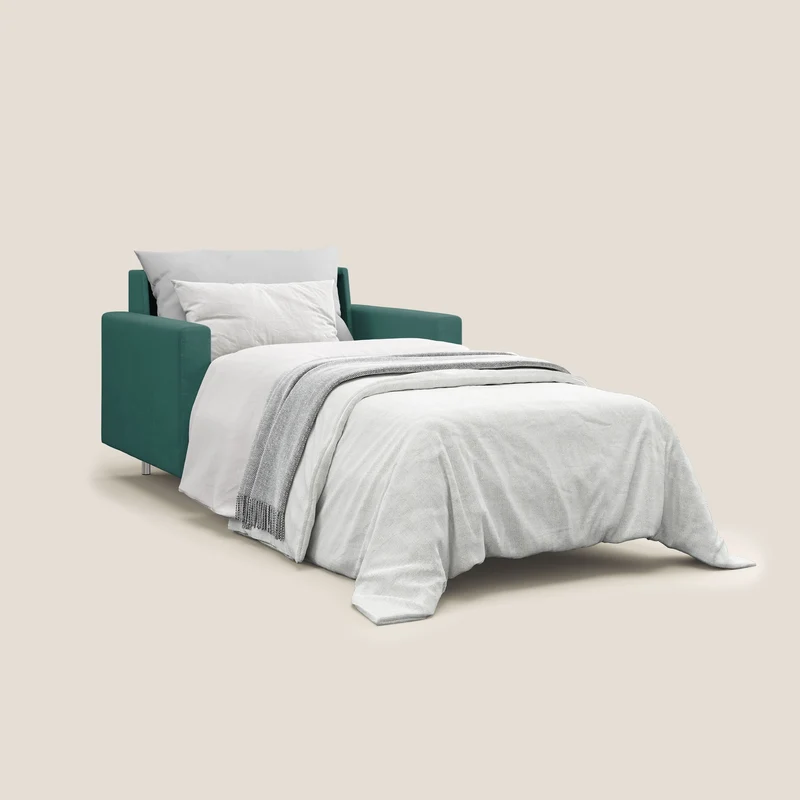 Megan fauteuil convertible en microfibre détachable T11 bleu canard