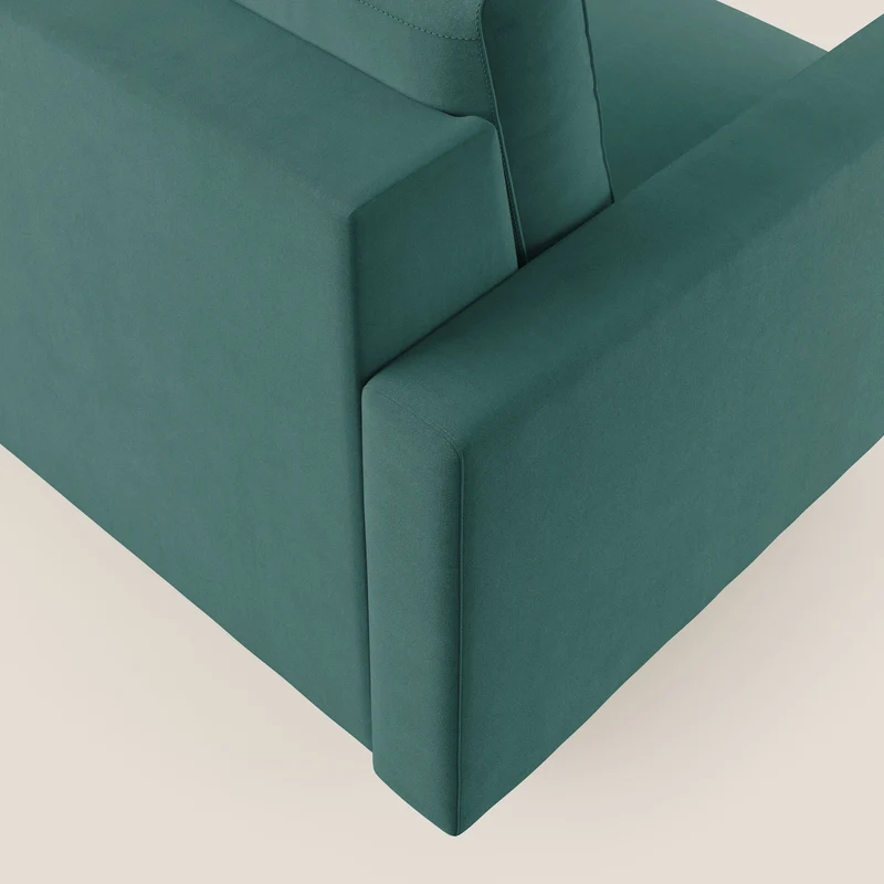 Megan fauteuil convertible en microfibre détachable T11 bleu canard