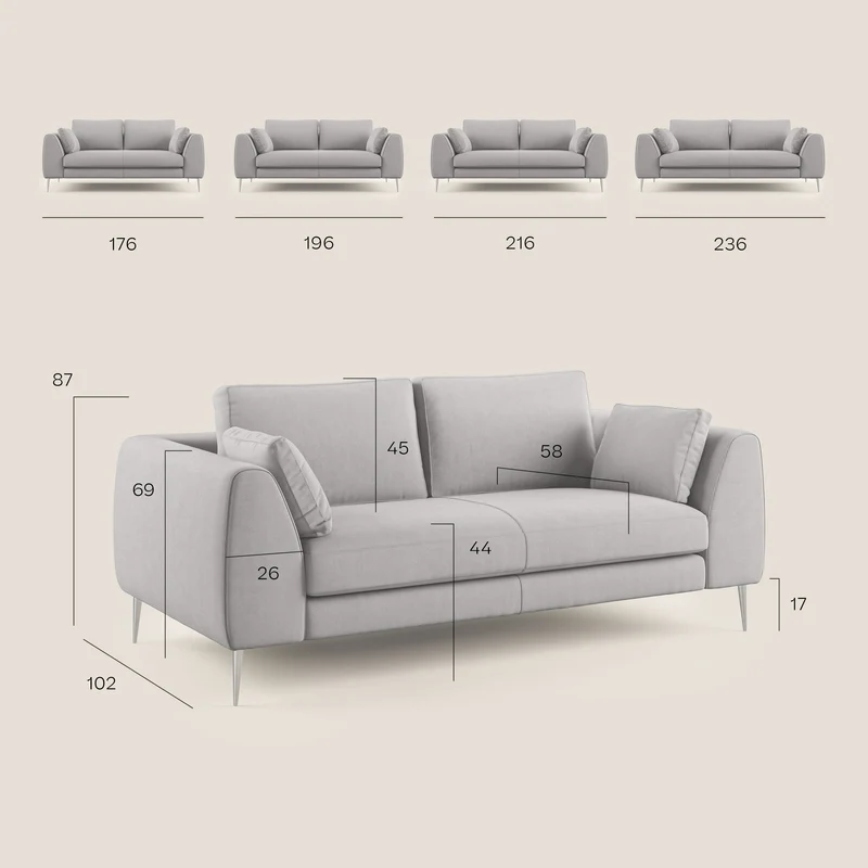 Plano canapé moderne en microfibre technique détachable T11 bleu